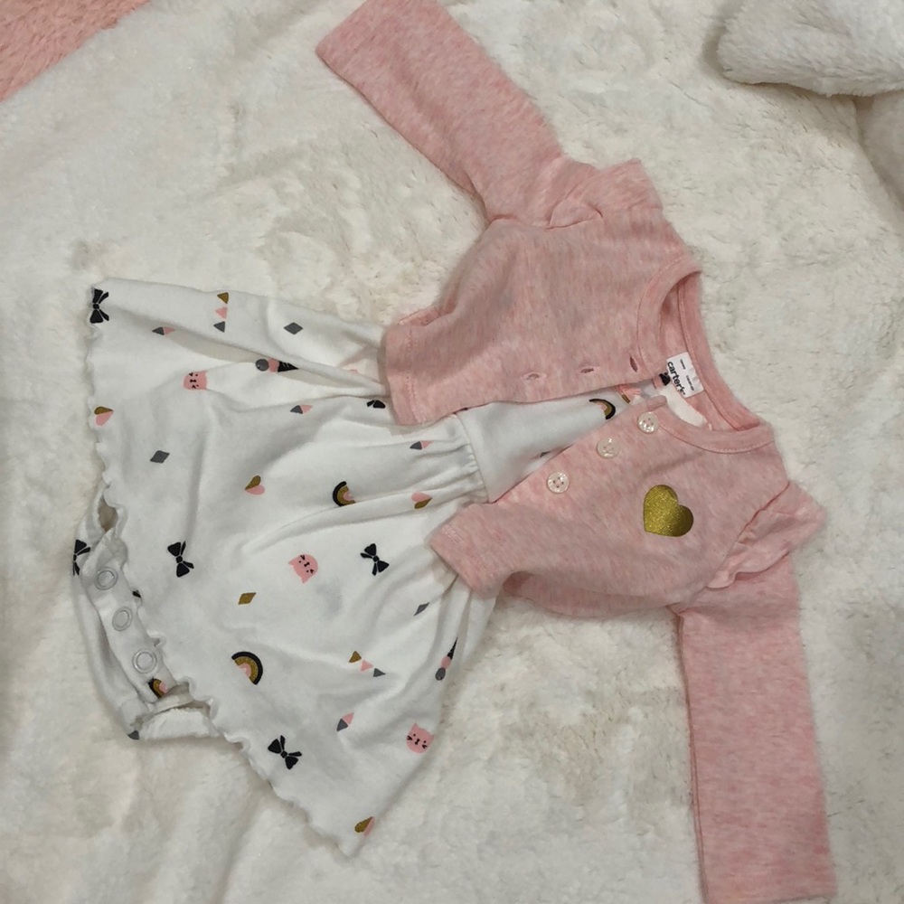 Carters Newborn dress and sweater set.